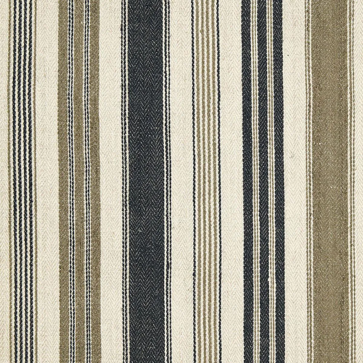 Schumacher 65172 Montauban Stripe Noir / Tobacco fabric swatch