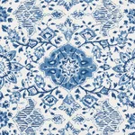 Schumacher 177620 Montecito Floral Indigo fabric swatch