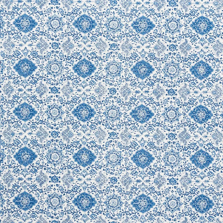 Schumacher 177620 Montecito Floral Indigo fabric swatch
