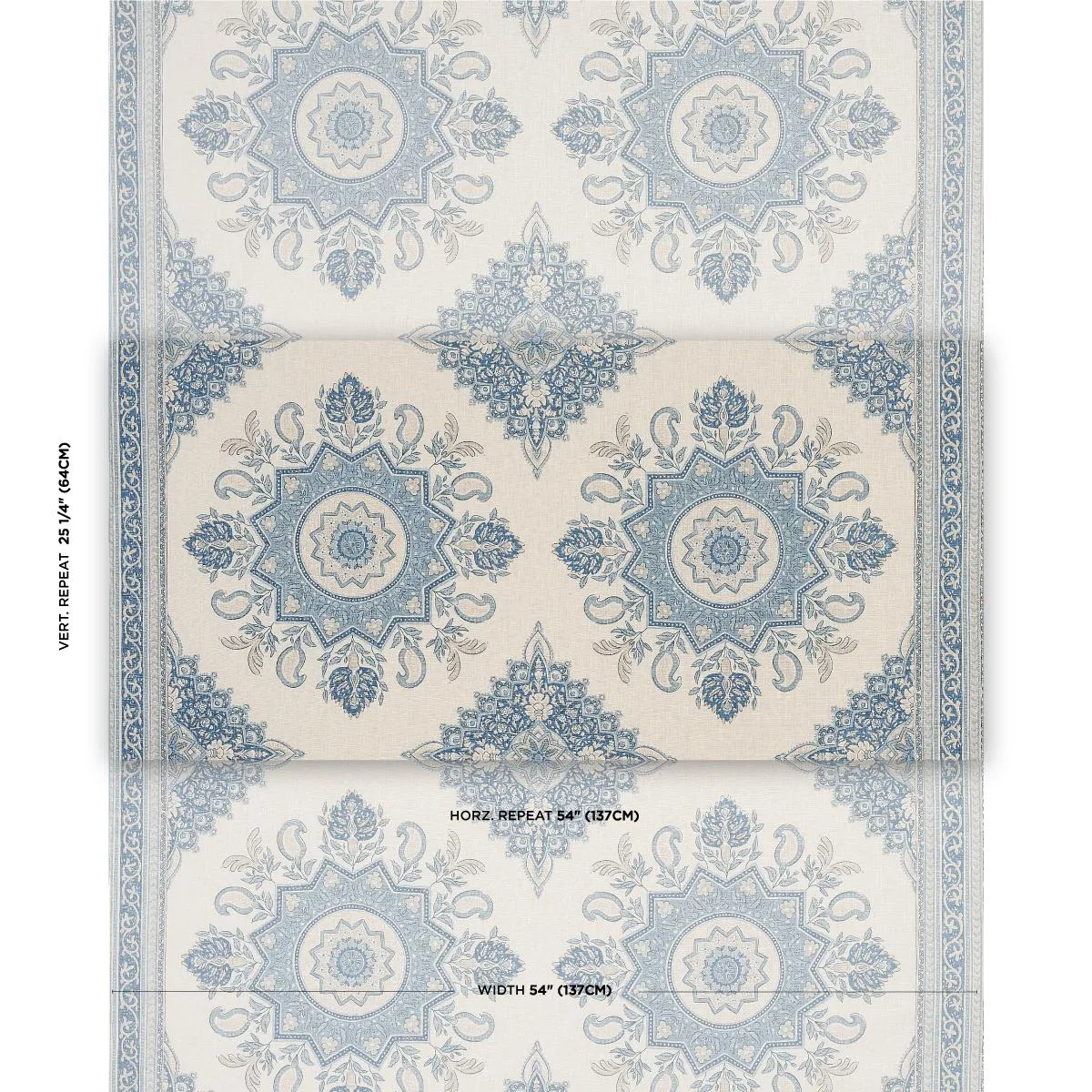 Schumacher 176484 Montecito Medallion China Blue fabric swatch
