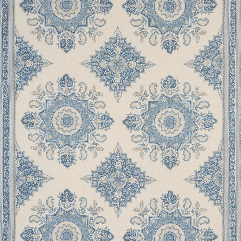 Schumacher 176484 Montecito Medallion China Blue fabric swatch