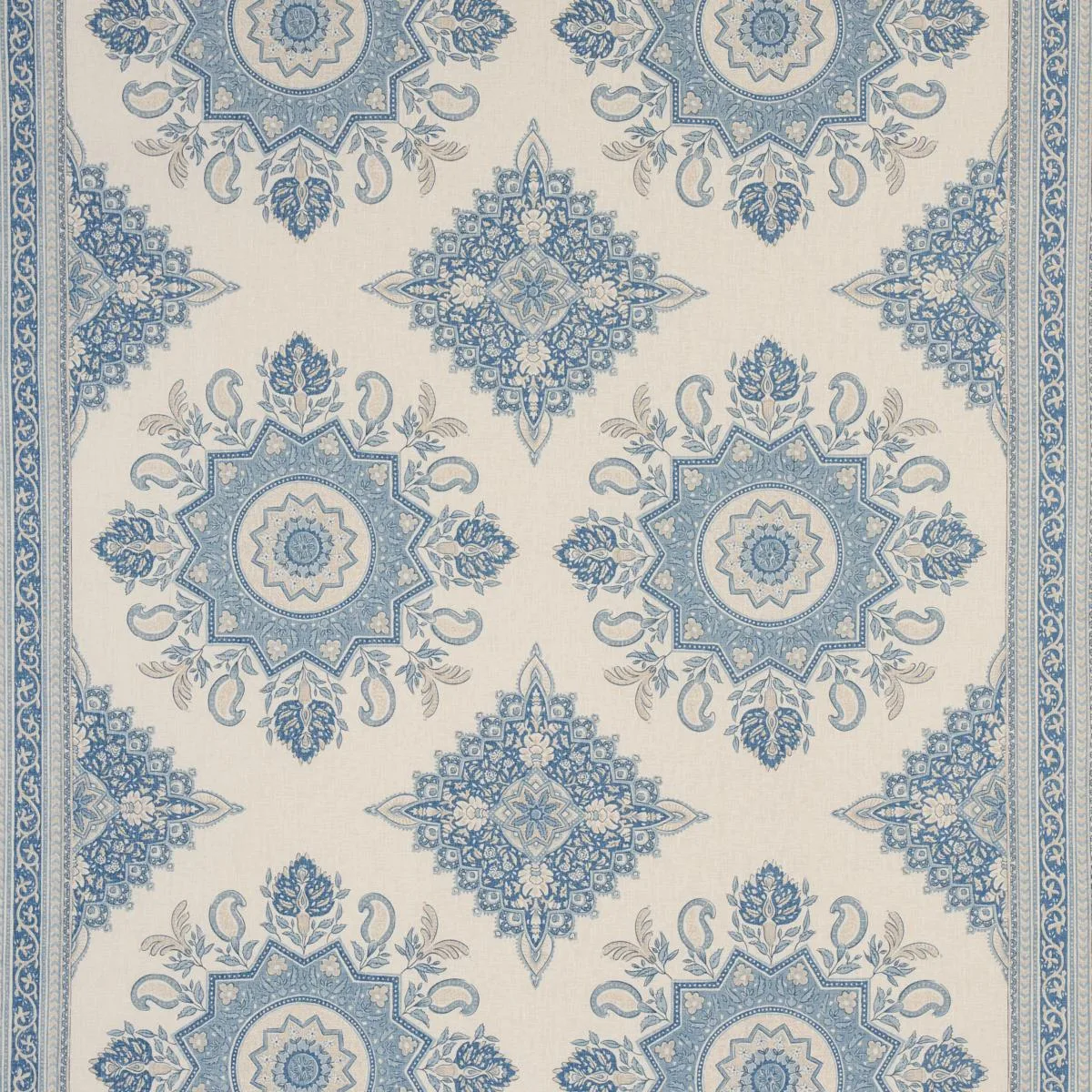 Schumacher 176484 Montecito Medallion China Blue fabric swatch