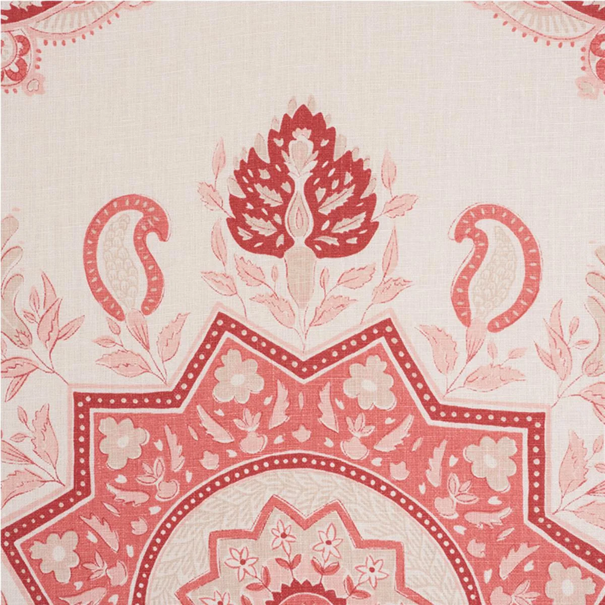 Schumacher 176483 Montecito Medallion Faded Red fabric swatch