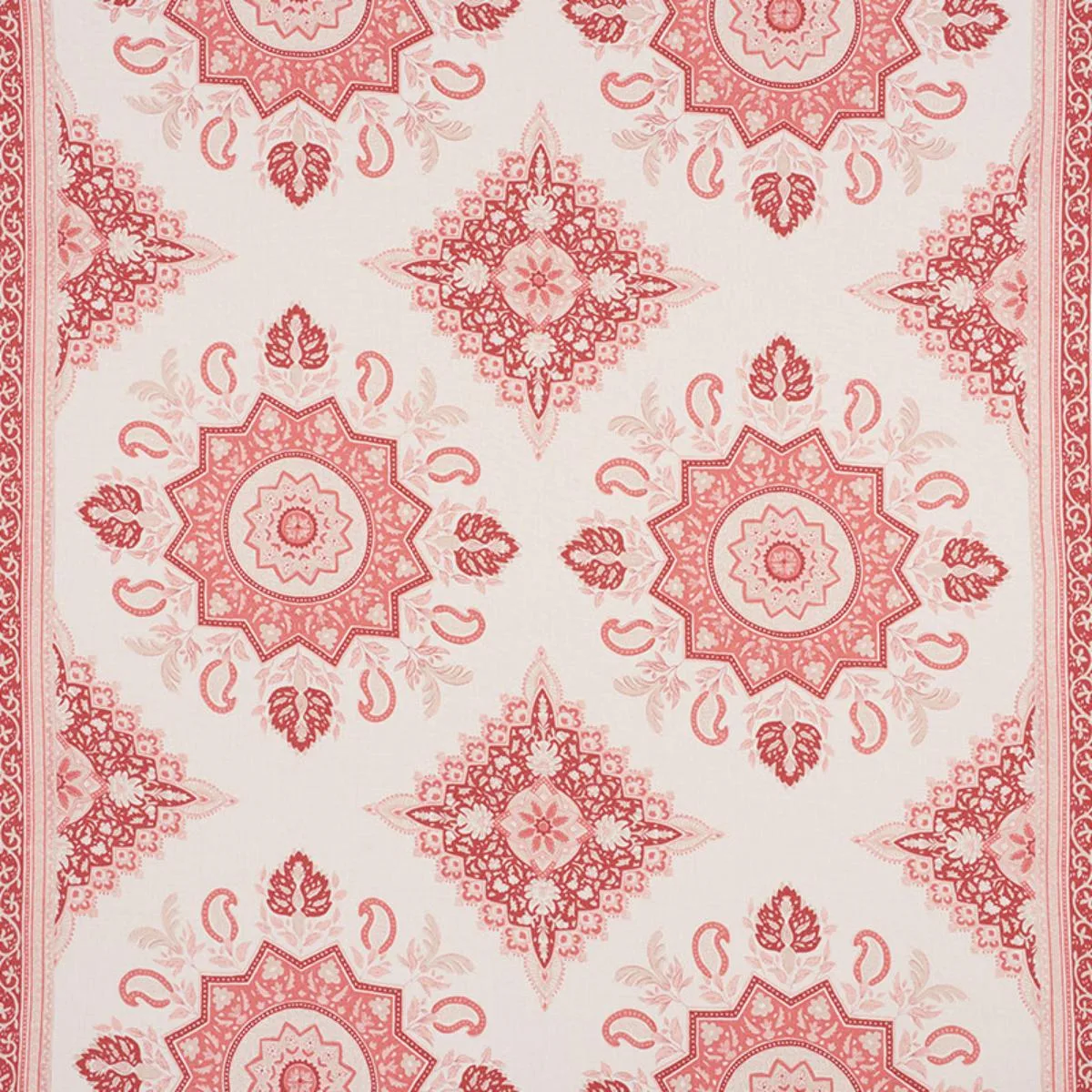 Schumacher 176483 Montecito Medallion Faded Red fabric swatch
