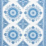 Schumacher 176481 Montecito Medallion Indigo fabric swatch