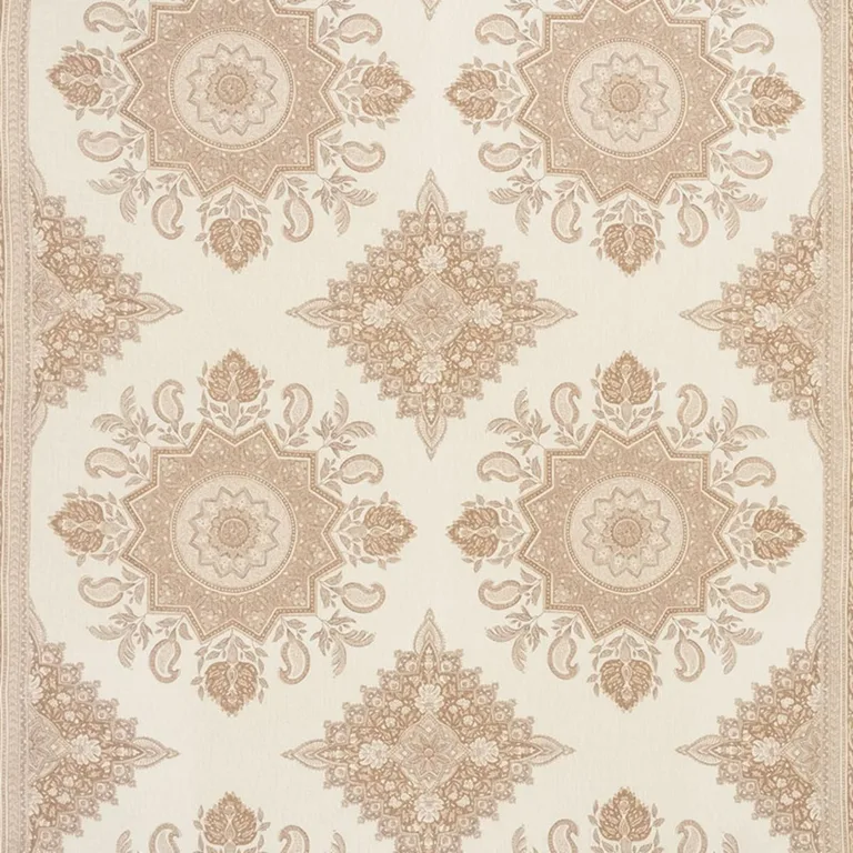 Schumacher 176480 Montecito Medallion Neutral fabric swatch