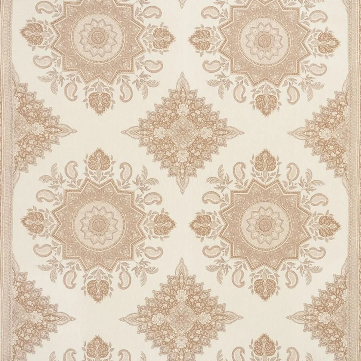 Schumacher 176480 Montecito Medallion Neutral fabric swatch