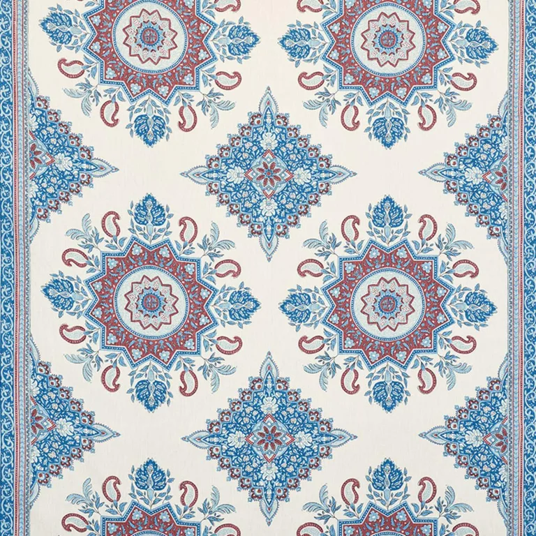 Schumacher 176482 Montecito Medallion Red fabric swatch