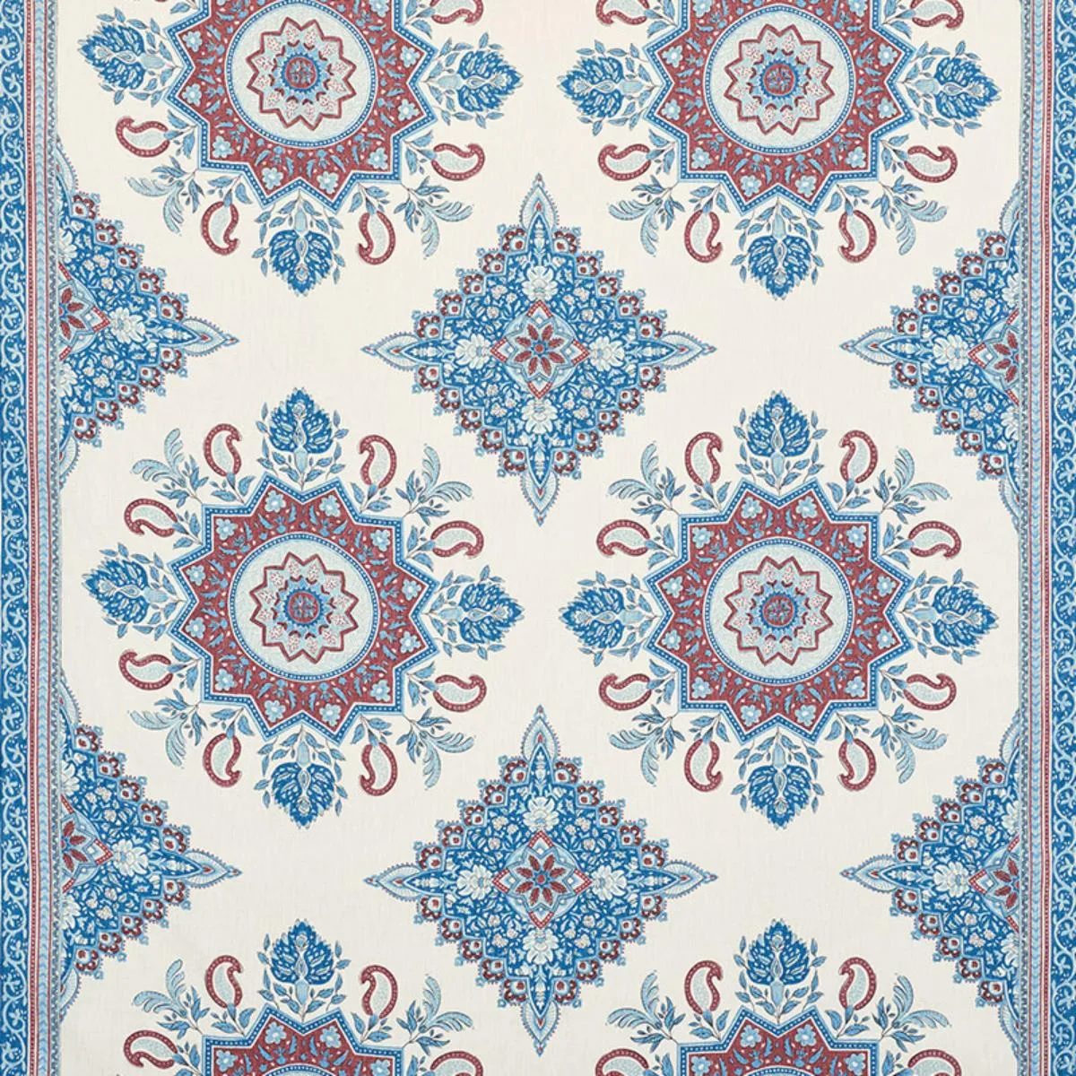 Schumacher 176482 Montecito Medallion Red fabric swatch