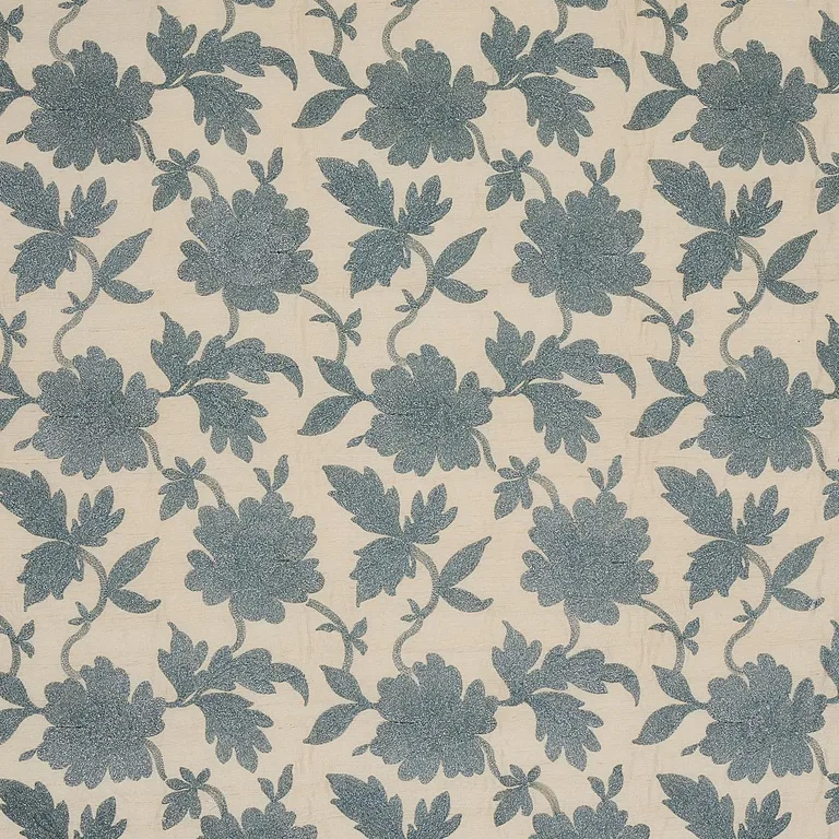 Schumacher 66853 Moon Garden Embroidery Blue fabric swatch