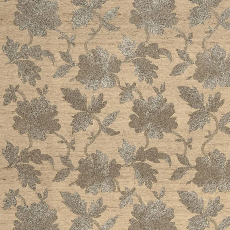 Schumacher 66850 Moon Garden Embroidery Pewter fabric swatch