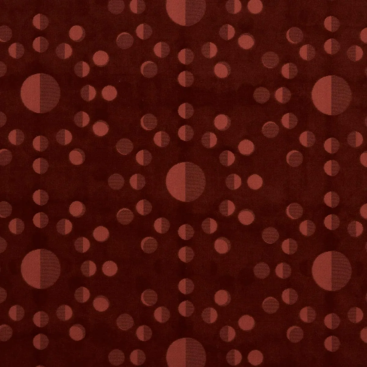Schumacher 83191 Moon Phase Velvet Red fabric swatch