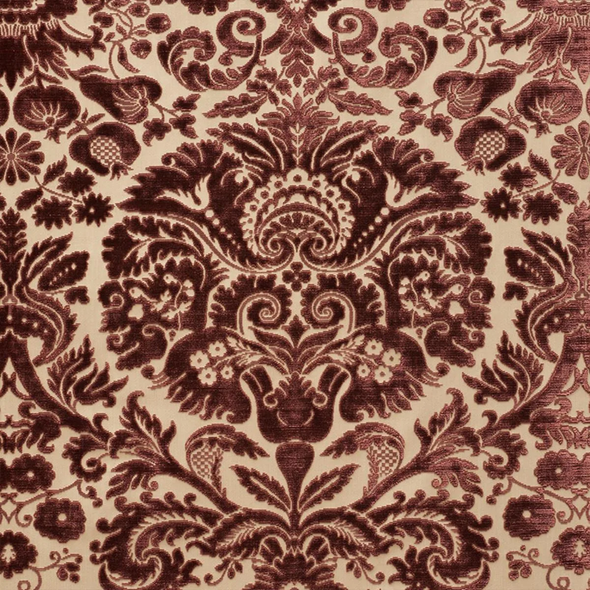 Schumacher 74072 Morimont Velvet Rosewood fabric swatch