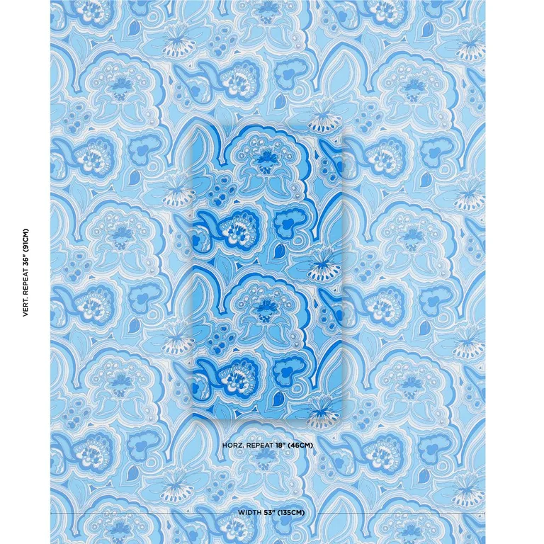 Schumacher 181060 Morning Sunrise Indoor/Outdoor Horizon Blue fabric swatch