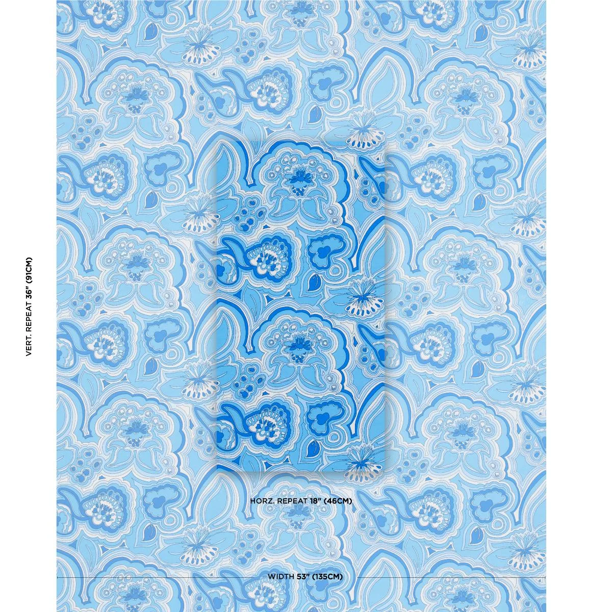 Schumacher 181060 Morning Sunrise Indoor/Outdoor Horizon Blue fabric swatch