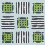 Schumacher 177862 Mottley Grid Sky & Putting Green fabric swatch