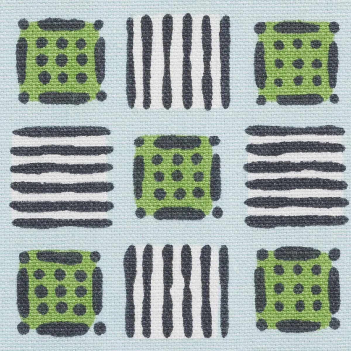 Schumacher 177862 Mottley Grid Sky & Putting Green fabric swatch