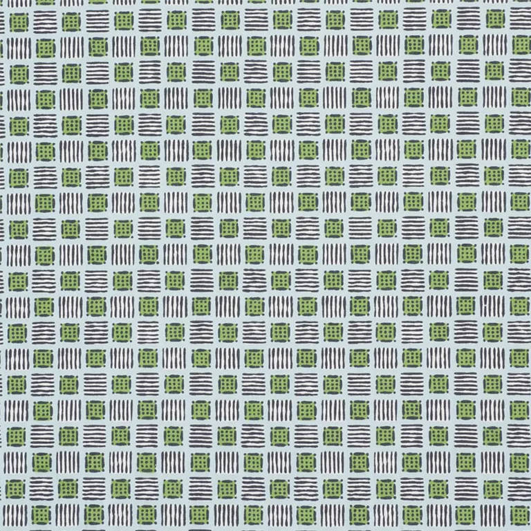 Schumacher 177862 Mottley Grid Sky & Putting Green fabric swatch