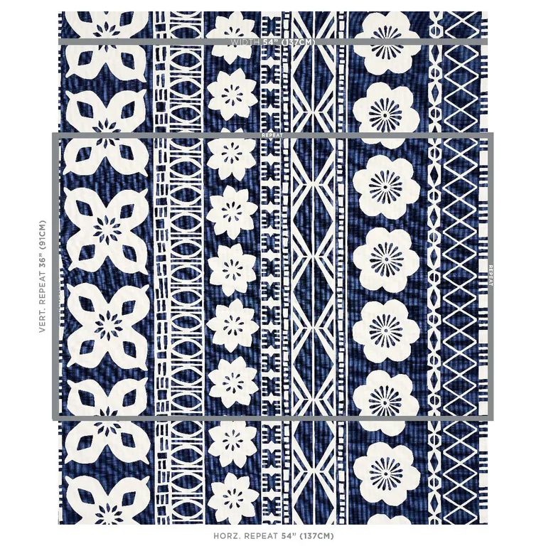 Schumacher 179872 Mrs. Howell Indigo fabric swatch