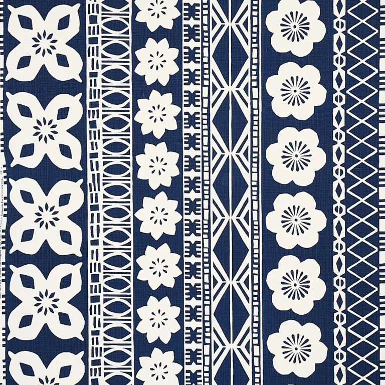 Schumacher 179872 Mrs. Howell Indigo fabric swatch