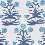 Schumacher 181781 Mughal Hand Block Print Sky Indigo fabric swatch