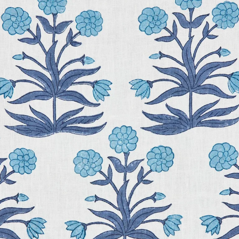 Schumacher 181781 Mughal Hand Block Print Sky Indigo fabric swatch