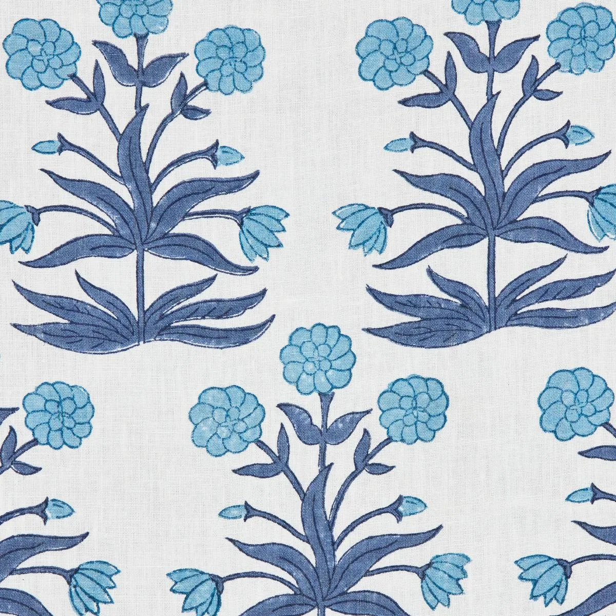 Schumacher 181781 Mughal Hand Block Print Sky Indigo fabric swatch