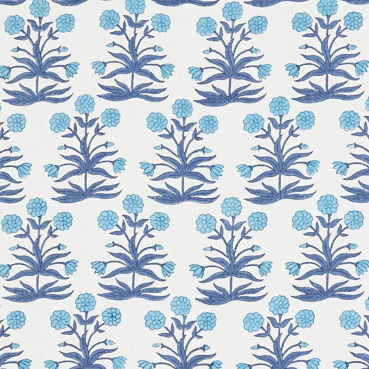 Schumacher 181781 Mughal Hand Block Print Sky Indigo fabric swatch