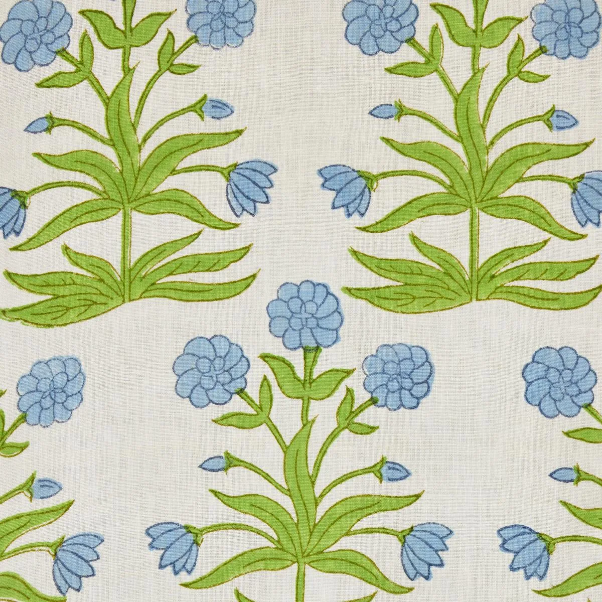 Schumacher 181782 Mughal Hand Block Print Sky Pistachio fabric swatch