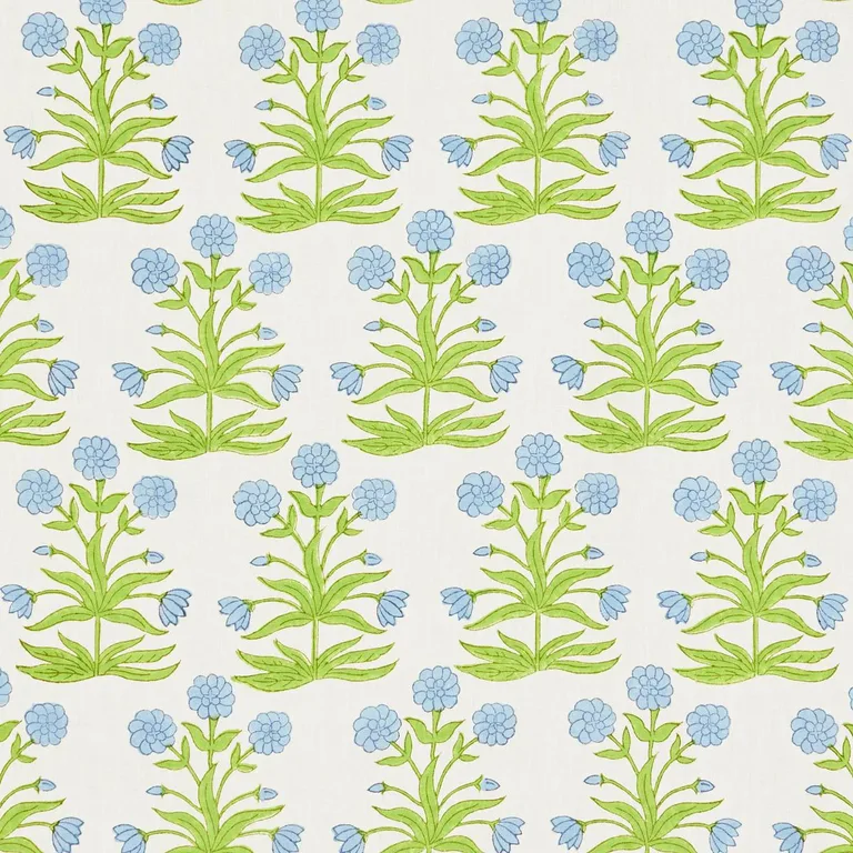 Schumacher 181782 Mughal Hand Block Print Sky Pistachio fabric swatch