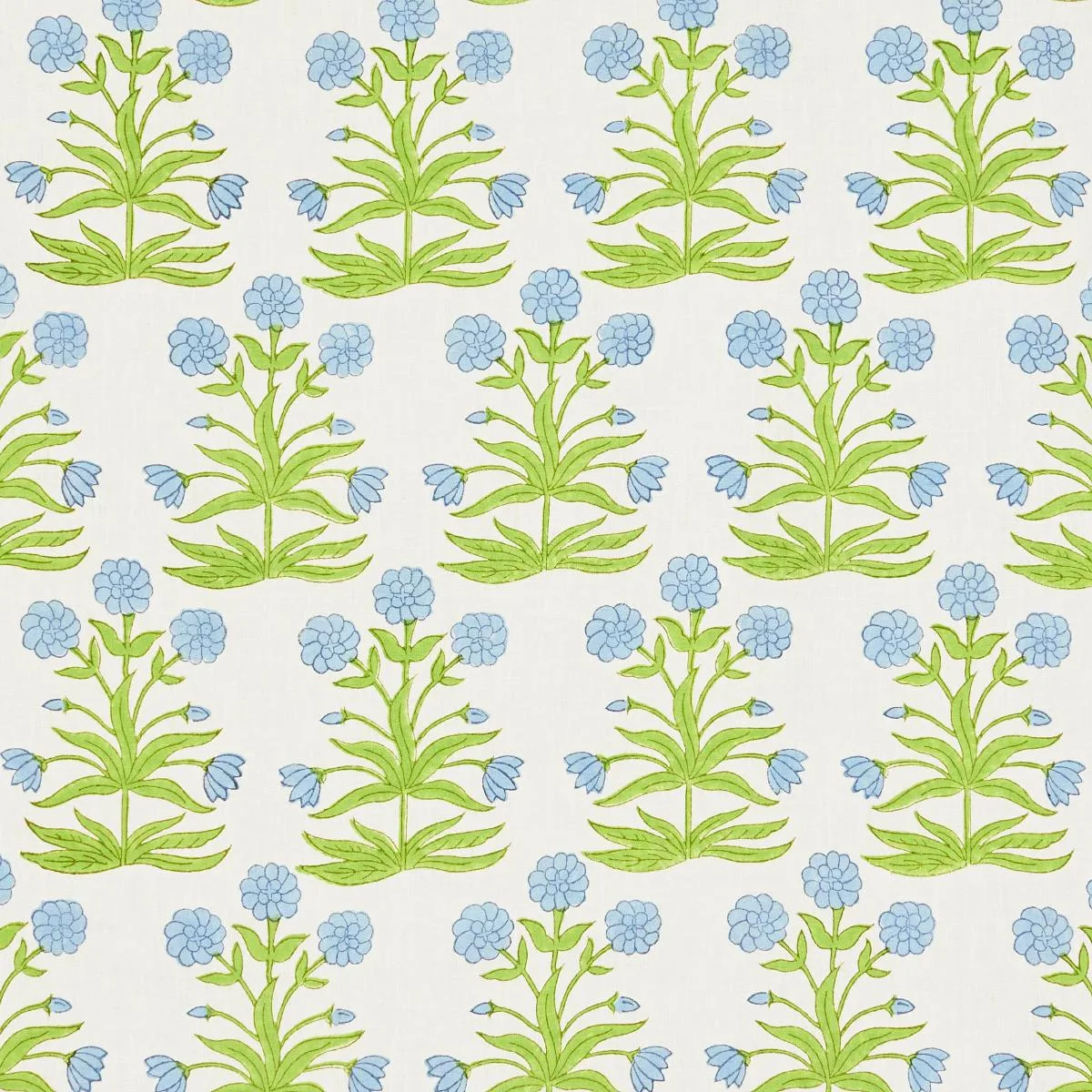 Schumacher 181782 Mughal Hand Block Print Sky Pistachio fabric swatch