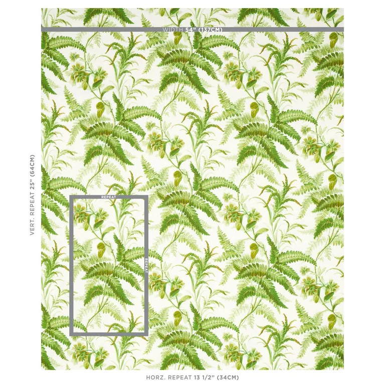 Schumacher 180100 Myers Fern Linen Tropical fabric swatch