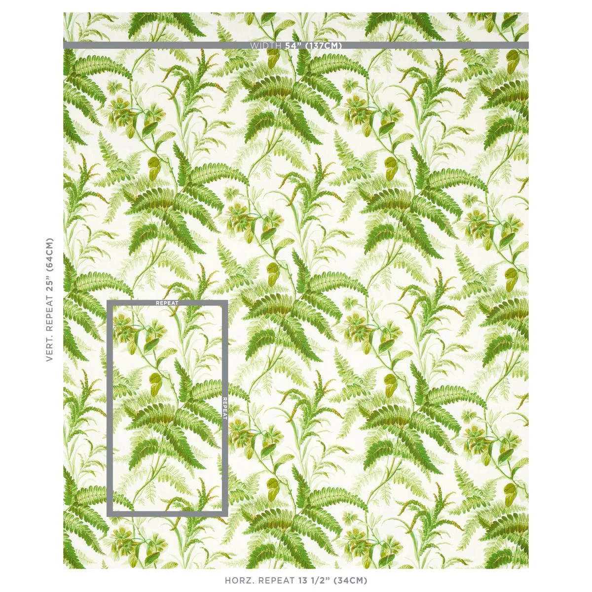 Schumacher 180100 Myers Fern Linen Tropical fabric swatch