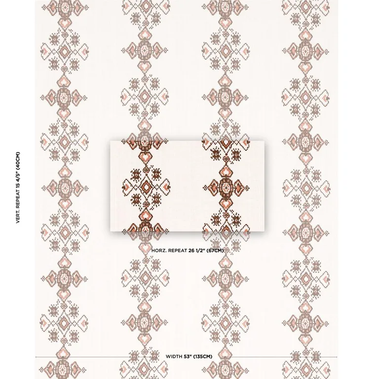 Schumacher 82071 Nadira Embroidery Cocoa fabric swatch