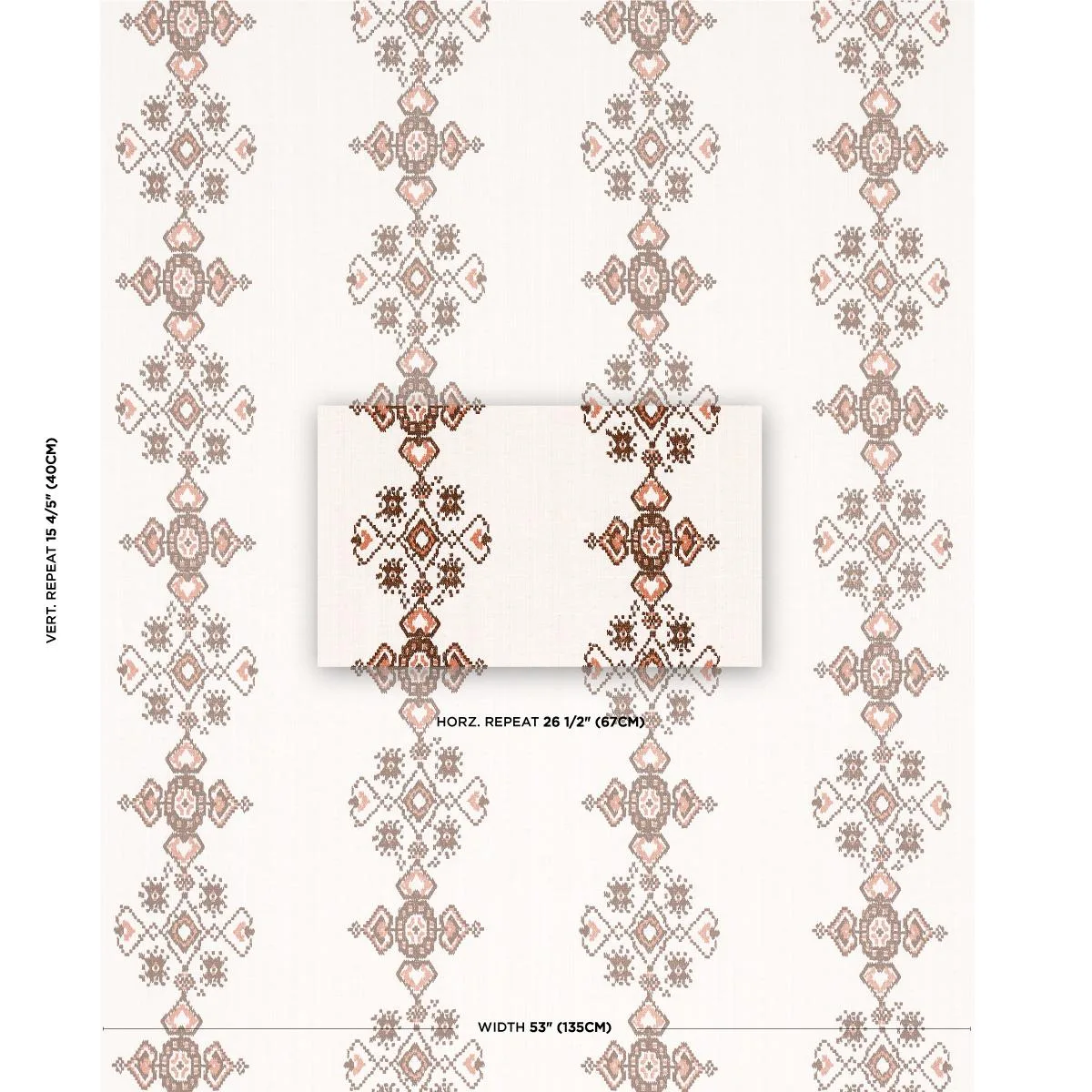 Schumacher 82071 Nadira Embroidery Cocoa fabric swatch