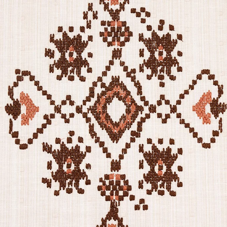 Schumacher 82071 Nadira Embroidery Cocoa fabric swatch