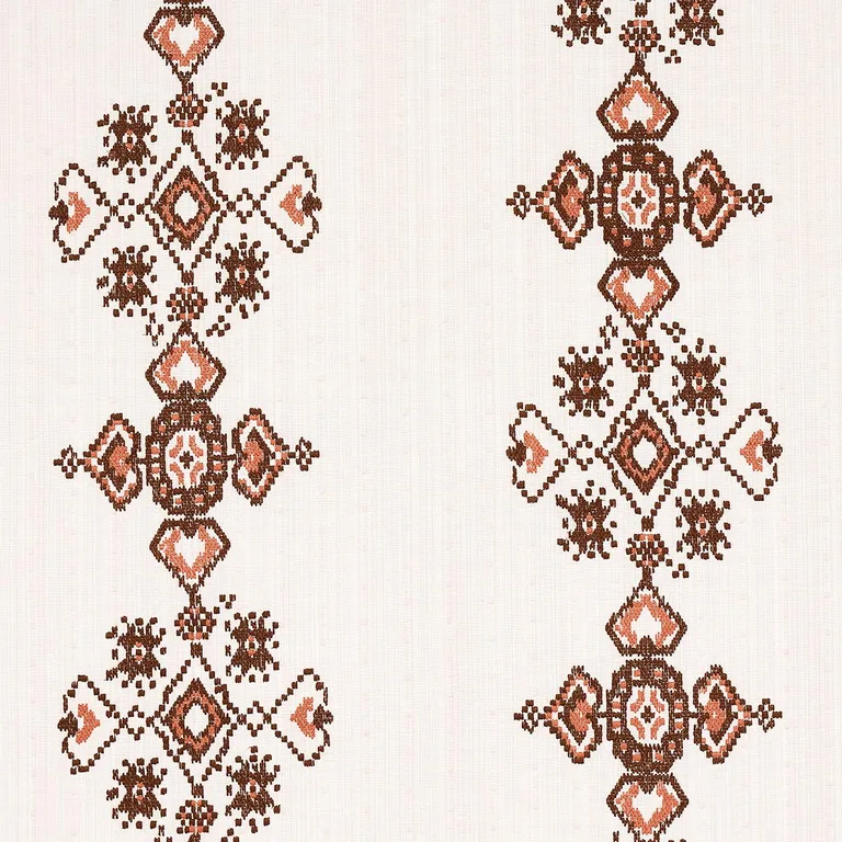 Schumacher 82071 Nadira Embroidery Cocoa fabric swatch