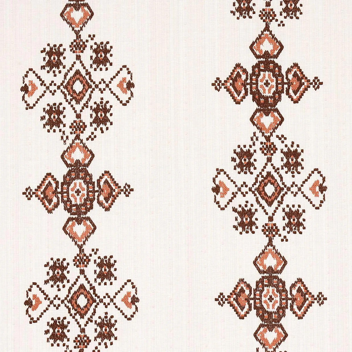 Schumacher 82071 Nadira Embroidery Cocoa fabric swatch