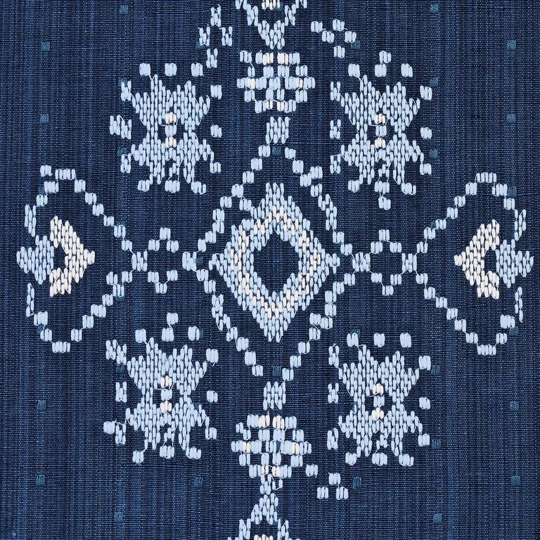 Schumacher 82070 Nadira Embroidery Indigo fabric swatch