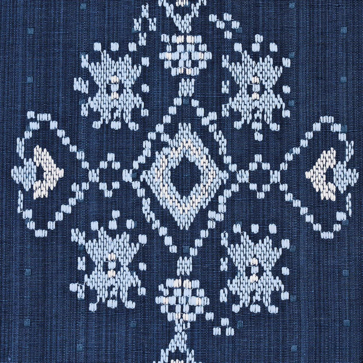 Schumacher 82070 Nadira Embroidery Indigo fabric swatch