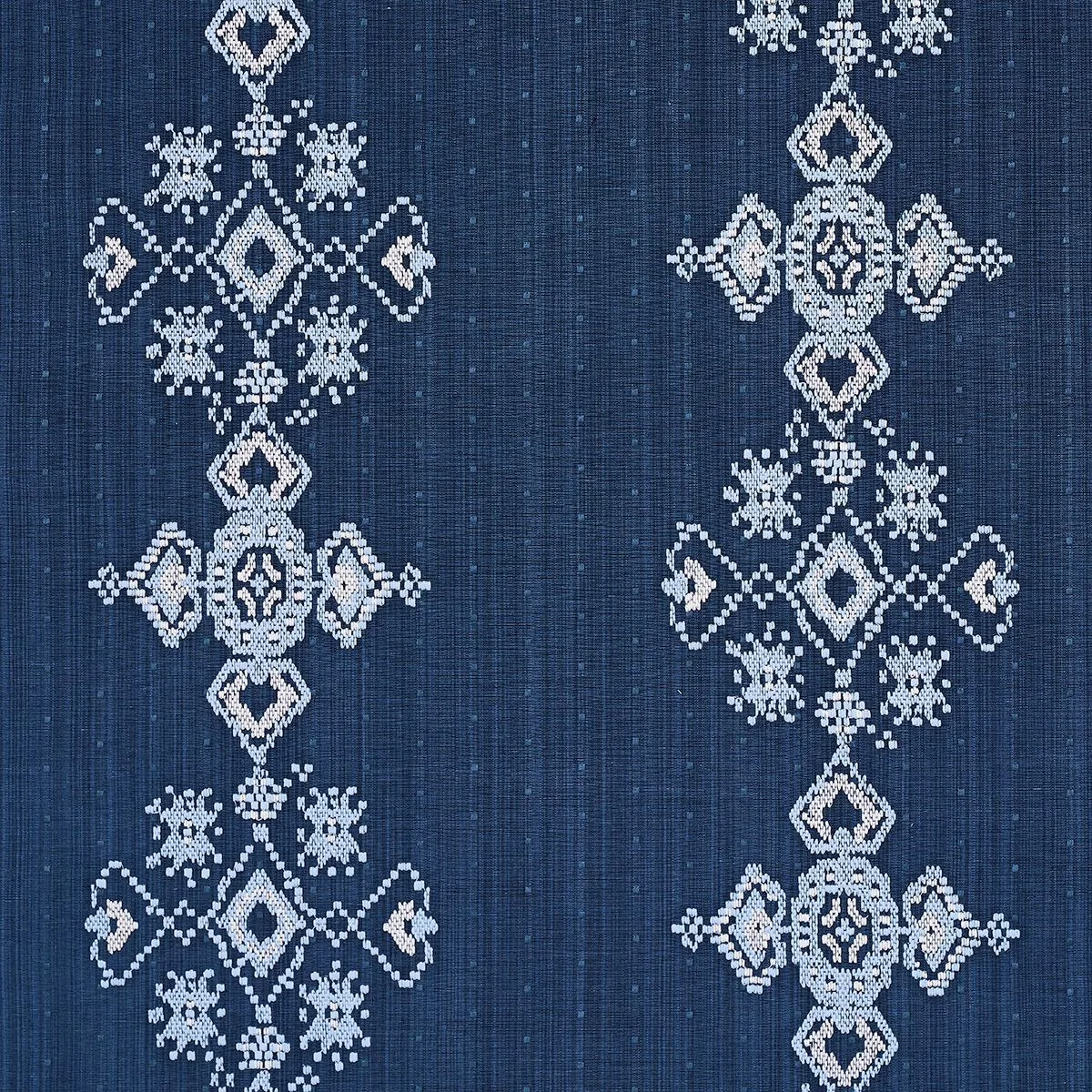 Schumacher 82070 Nadira Embroidery Indigo fabric swatch