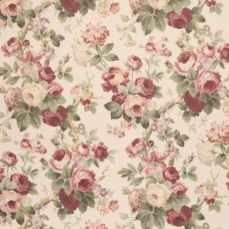Schumacher 177205 Nancy Floral Bordeaux fabric swatch