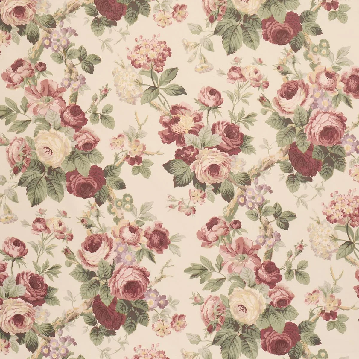 177205 Nancy Floral Bordeaux Fabric