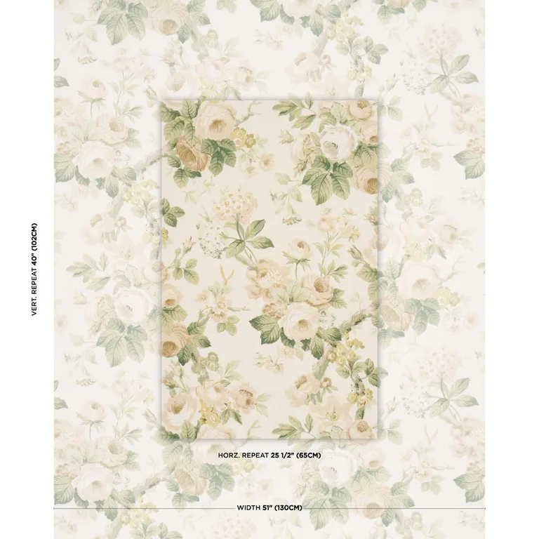 Schumacher 177206 Nancy Floral Ivory fabric swatch