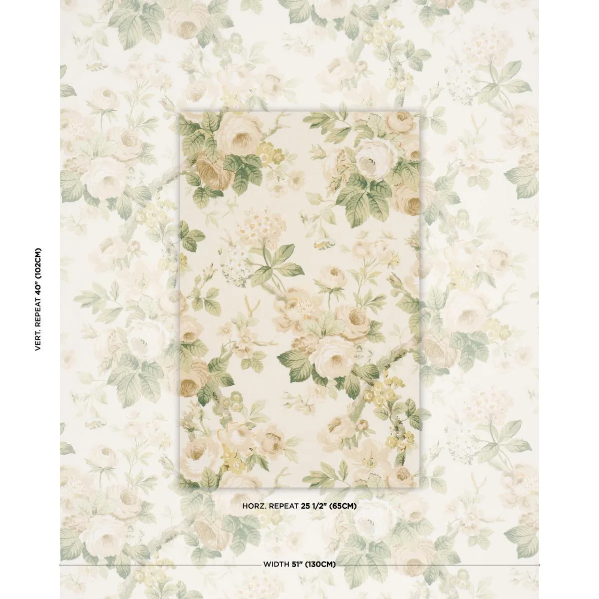Schumacher 177206 Nancy Floral Ivory fabric swatch