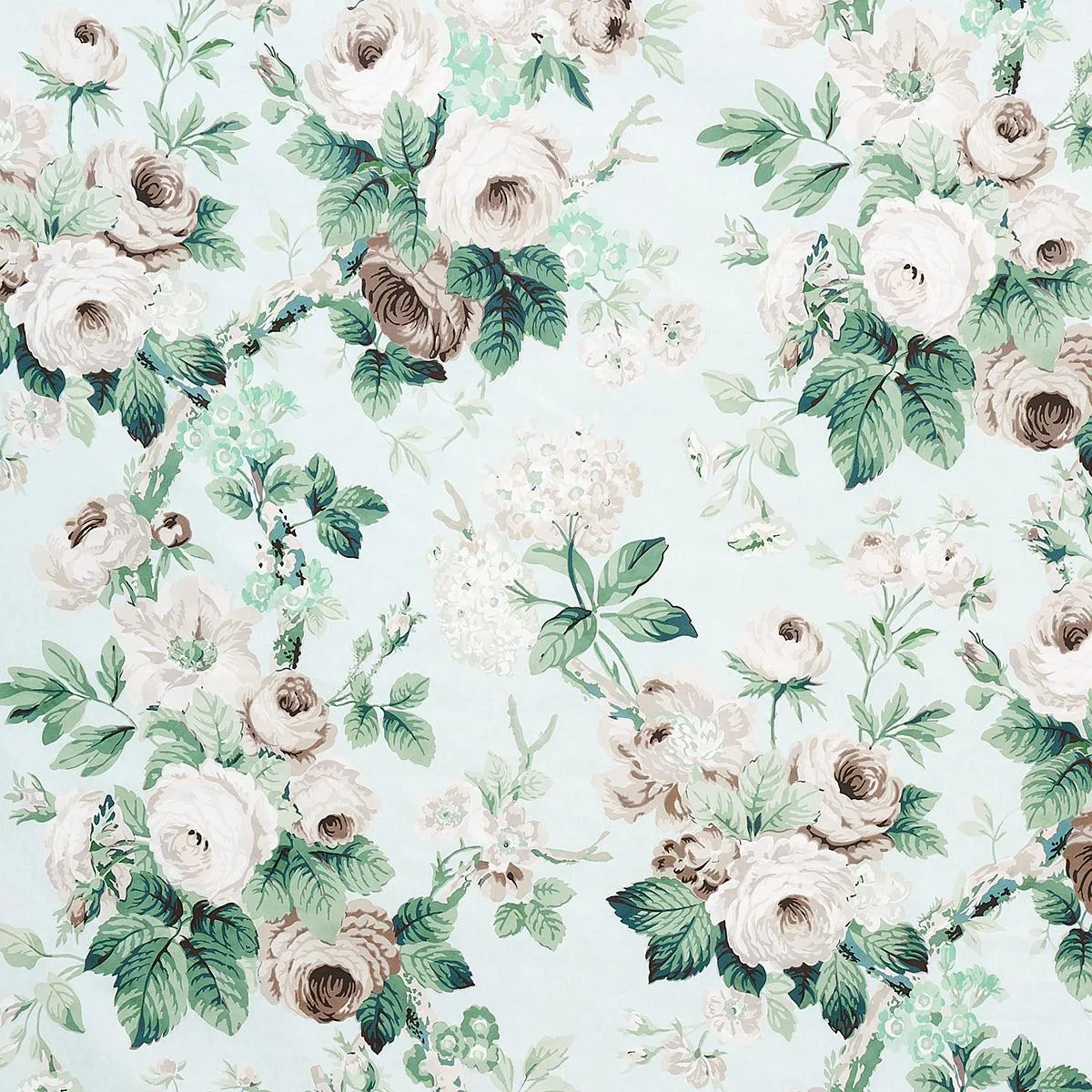Schumacher 177204 Nancy Floral Seafoam fabric swatch