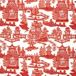 Schumacher 174430 Nanjing Coral fabric swatch