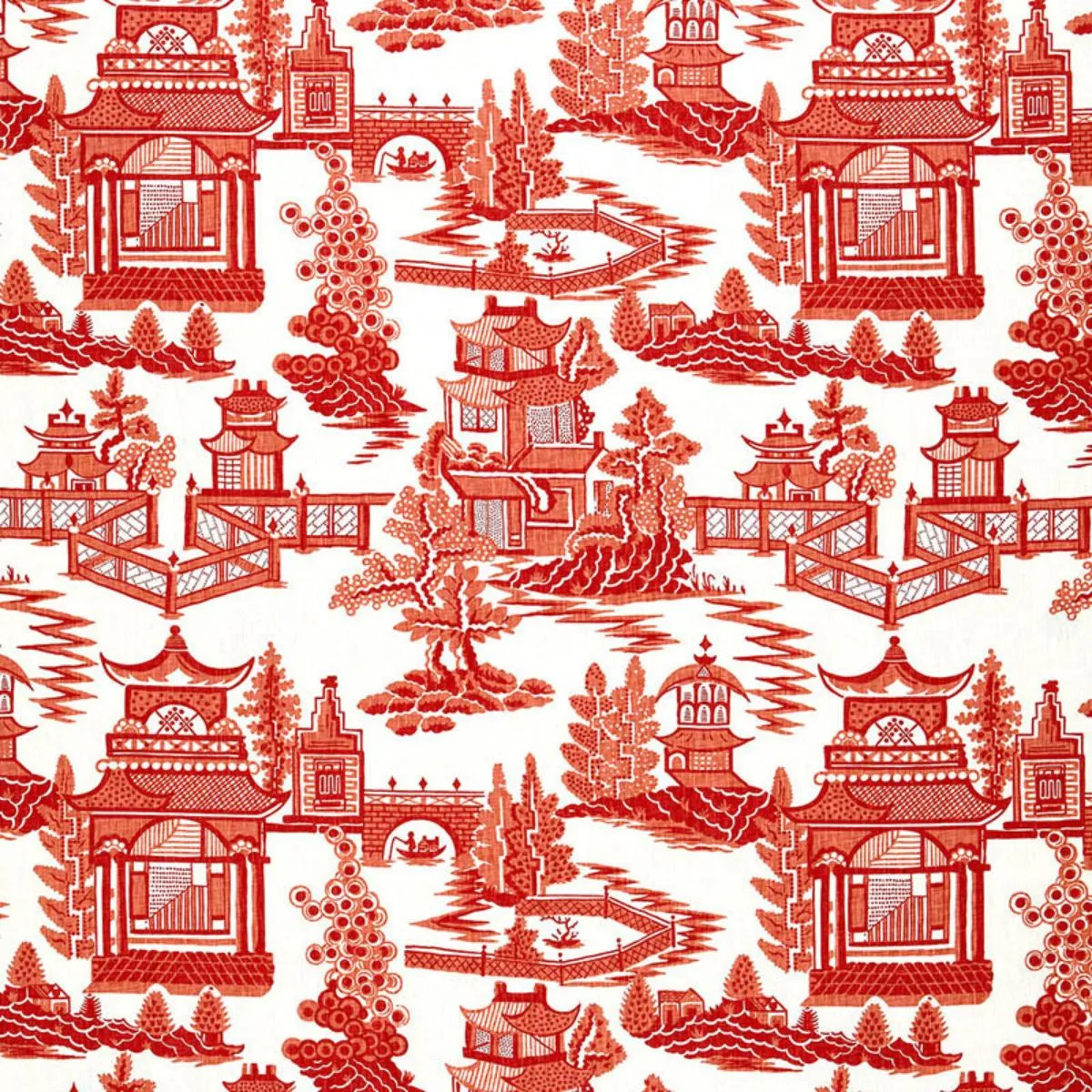 Schumacher 174430 Nanjing Coral fabric swatch