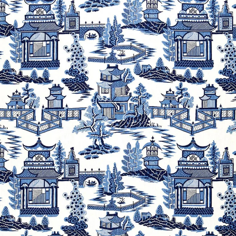 Schumacher 174431 Nanjing Porcelain fabric swatch