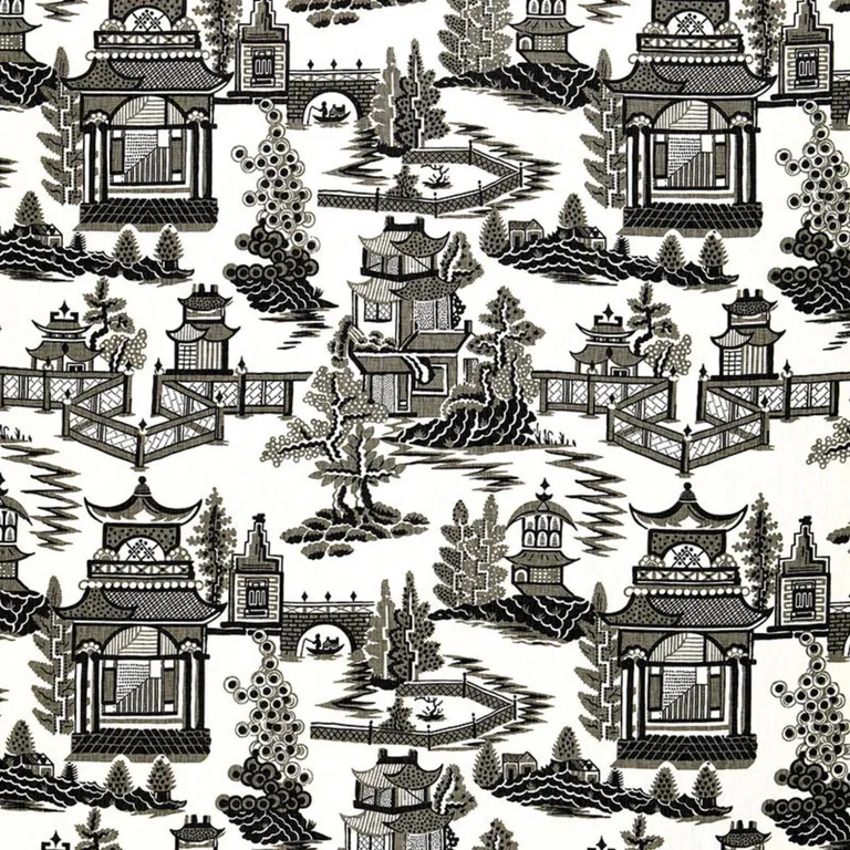 Schumacher 174433 Nanjing Smoke fabric swatch
